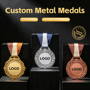 Médaille de Victoire Prestigieuse en Relief 3D Plaquée Or avec Ruban pour Championnat Sportif et Prix de Marathon - Product Image 1