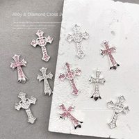 Rétro Croix Nail Charm Alliage Strass Croix Charmes Punk Gothique Nail Art Fournitures pour Acrylique Nail Décoration