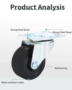 Modern <strong>Industrial</strong> Design 60mm Steel <strong>Adjustable</strong> Swivel Castor Wheel Durable TPR Eco-Friendly Easy Installation Furniture <strong>Caster</strong> - Product Image 2