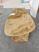 Table d'appoint en onyx blanc persan naturel, table d'appoint ovale irrégulière en pierre, décoration de salon, table en pierre couleur café