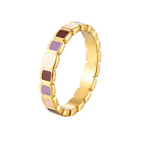 Nouveauté 2026 : Bague en acier inoxydable couleur caramel taro, motif gouttelettes, pour femme, accessoire de bijouterie fantaisie
