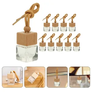 Fábrica 3Ml 5Ml 8Ml 10Ml Botellas difusoras de vidrio para automóviles con tapa de madera Tornillo/sello de corcho Ambientador de perfume colgante para automóviles - Product Image 3