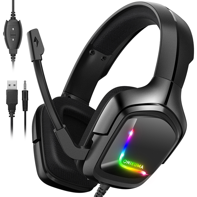 Onikuma K20 Designed for Gaming Headset Computer ps4 With RGB Breath Light Noise Cancelling Headphones