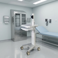 Chariot médical réglable en hauteur Hochey en ABS pour clinique, mobilier hospitalier, chariot mobile pour ordinateur et soins infirmiers