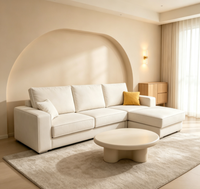 Canapé d'angle modulable en chenille crème en forme de L, canapé en tissu moderne pour salon, appartement, meubles de maison