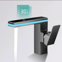 Robinet de salle de bain intelligent à affichage numérique, mitigeur d'eau chaude et froide avec lumière ambiante LED pour lavabo d'hôtel