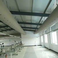 Système de conduits d'air en tissu gris industriel, tuyau de ventilation textile pour élevages, ateliers de peinture, climatisation HVAC