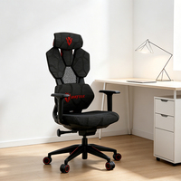 Chaise de bureau ergonomique pivotante contemporaine en maille pour gaming, avec accoudoirs en PU réglables 4D et appui-tête en U réglable en hauteur