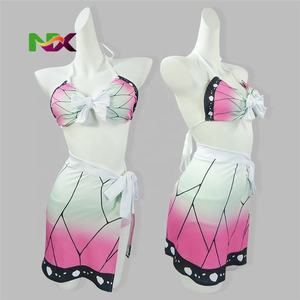 Traje de Baño de <span class=keywords><strong>Cosplay</strong></span> de Agatsuma Zenitsu, <span class=keywords><strong>Kamado</strong></span> <span class=keywords><strong>Nezuko</strong></span>, Kanroji Mitsuri y Shinobu para Mujer y Niña, Gran Venta - Product Image 2