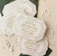 Invitations de mariage personnalisées en relief avec choix d'impression numérique, logo personnalisé, options d'impression sur carton ondulé
