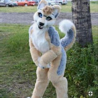 Costume de mascotte de chien husky à longue fourrure marron et blanc Funtoys CE, costume de cosplay, déguisement de fête, jeu pour adulte