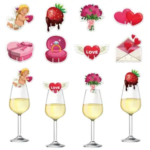 Товары на День святого Валентина, украшения для бокалов, свадьбы, годовщины, помолвки, дня рождения, вечеринки