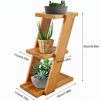 Support de fleurs en bambou en gros, étagère à plantes en bambou à 3 niveaux, support de plantes de table pour succulentes et herbes