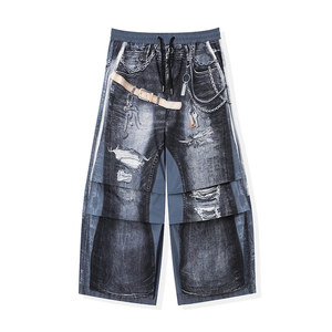 Genanx <span class=keywords><strong>Lightning</strong></span> Quần jean cạp lửng thoáng khí cho động vật mùa thu 2025 thương hiệu hợp thời trang Wang lujie phong cách tương tự - Product Image 6