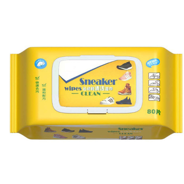 Lingettes nettoyantes pour chaussures jaunes, série 80 (60 lingettes réelles)