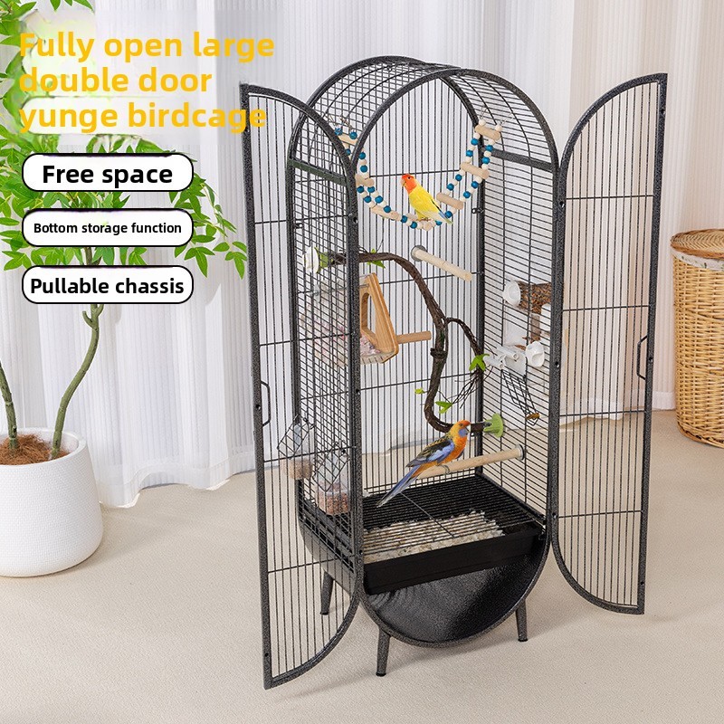 Large Metal Bird Cage for Budgerigars, Cockatiels & Lovebirds – Home-Style Ornamental Cage with Secure Button Closure - View 2