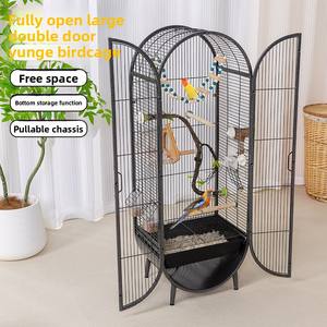 กรงนกโลหะลายเรียบแบบบ้านพักอาศัยขนาดใหญ่ ปิดด้วยกระดุม สำหรับนกหงส์หยก นกค็อกคาเทล นกเลิฟเบิร์ด - Product Image 2