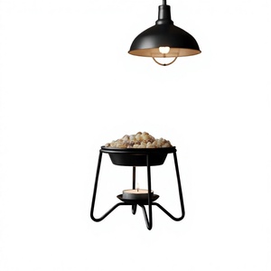 Brûleur d'encens et d'huiles essentielles en fil de fer noir thermolaqué avec support métallique, bol à huile, best-seller pour la maison et la religion - Product Image 1