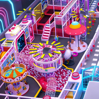 Aoleao Custom Neon Dreamville, aire de jeux intérieure haute capacité avec piscine à balles, toboggan et structure d'escalade pour enfants, usage commercial, certifié CE TUV