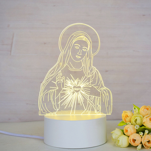 Lámpara LED Acrílica Personalizada de Fábrica con Patrón de Iglesia, Luz Nocturna de Jesús, Lámpara de Ilusión 3D de la Virgen María, Luz Cálida para Sala de Estar - Product Image 5