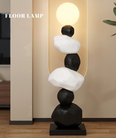 HJ HOME Lampe de sol artisanale en résine avec éclairage LED Décoration créative en pierre pour le salon, le bureau et la maison-un lampadaire unique