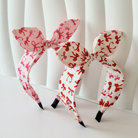 Bandeau pour cheveux Sweet Girl, nœud mignon, imprimé nœud papillon, bandeaux à oreilles de lapin noués pour femmes, bandeau large, accessoires pour cheveux, vente en gros