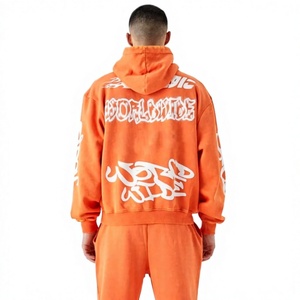 Conjunto Deportivo con Capucha para Hombre, Color Naranja, Estampado de Letras, Estilo Urbano, Corte Regular, 100% Algodón, Pantalones Deportivos, Ropa Casual de Invierno - Product Image 6