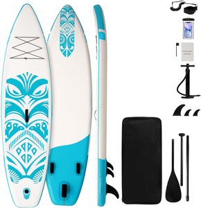 Ensemble de planche à pagaie <span class=keywords><strong>gonflable</strong></span>, planche SUP extra large, aileron amovible, pagaie flottante - Product Image 1