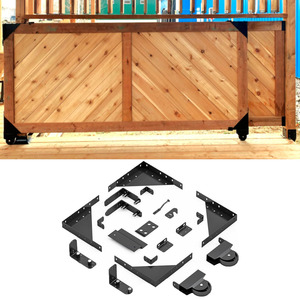 Kit de quincaillerie <span class=keywords><strong>pour</strong></span> <span class=keywords><strong>portail</strong></span> d'intimité extérieur avec supports d'angle et roulettes - Product Image 1