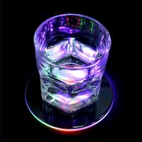 Bar Table Décoration Accessoires Acrylique Cocktail Flash Base Cristal Ultra-Mince tasse bière LED Light up Coaster pour boisson