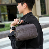 Pochette d'affaires pour homme, sacs à poignet tendance, sac à main de haute qualité avec motif peau d'alligator, bracelet amovible, imperméable en PU