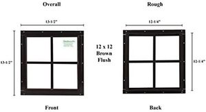 Đổ cửa sổ và hiện đại hơn cố định ngang đổ cửa sổ vuông 12 "x 12" Nâu tuôn ra gắn kết với màn hình kính an toàn - Product Image 4