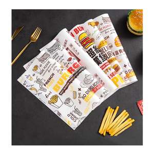 Papier sulfurisé blanc enduit de PE imprimé avec logo pour emballage alimentaire, idéal pour viandes, hamburgers, frites et sandwichs, résistant à la graisse - Product Image 2