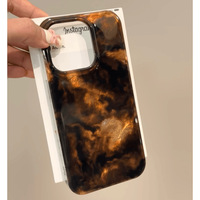 Coque en fil de plume adaptée à l'iPhone 15/iPhone 13, coque de téléphone anti-chute minimaliste de qualité supérieure, ambre d'automne, grand trou