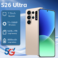 Smartphone S26 Ultra Grèce 7,3 pouces 90Hz LED Android 15 16 Go 1 To 108 MP 8800 mAh Deca Core 5G Double SIM Carte TF Face ID