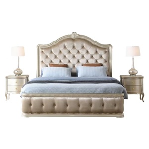 Meubles de chambre à coucher de style américain, lit en bois massif, lit king size luxueux capitonné, lit king size en bois - Product Image 5