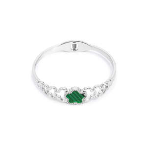 Bracelet tendance en acier inoxydable 316L avec placage or PVD, design durable et résistant, incrustation verte, bijoux décoratifs - Product Image 2