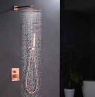 Ensemble de robinet de douche de salle de bain en or rose brossé dissimulé au mur de luxe colonne avec pommeau de douche 304 en acier inoxydable de 8 pouces