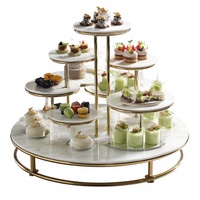 Table à dessert moderne en acier inoxydable pour hôtels et restaurants avec plateau en verre/MDF pour mariages, événements, banquets, repas à domicile