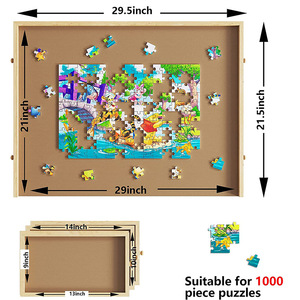 Table de <span class=keywords><strong>puzzle</strong></span> en bois écologique de <span class=keywords><strong>1000</strong></span> pièces avec plateau de jeu portable et tiroirs multiples, jouet éducatif pour adultes et enfants - Product Image 1