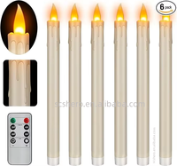 Bougies coniques sans flamme, effet de flamme vacillante réaliste, fonctionnant sur piles, télécommande, minuterie, décoration d'intérieur, plastique écologique