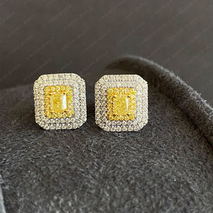 ต่างหูเพชรโมอิสซาไนต์ทรงกลมสีเหลือง รับรองโดย IGI ดีไซน์ทันสมัย สีโรสโกลด์ ไวท์โกลด์ และเยลโลว์โกลด์ เหมาะสำหรับงานหมั้น งานแต่งงาน และงานเลี้ยงต่างๆ - Product Image 2