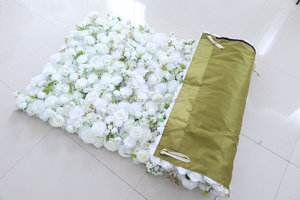 แผงผนังลายดอกกุหลาบผ้าไหมสีขาวแผงผนังดอกไม้8FT * 4ft ผนังประดิษฐ์สำหรับตกแต่งงานแต่งงาน - Product Image 6