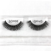 HITOMI QK40 Faux cils russes faits à la main pour un volume intense, longs et épais, avec tige en coton noir