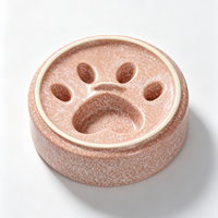 HomyPawz Gamelle Moderne en Céramique pour Chat et Chien, Forme de Patte 3D, Peinte Effet Mousse Marine, Petite, Luxe, Portable, Anti-glissement, Gamelle Anti-glouton