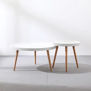 Échantillon gratuit scandinave contemporain de forme ronde classique moderne Centre Table en bois côté convertible Table basse à manger