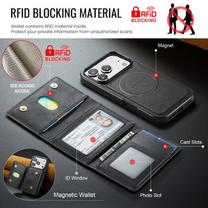 Custodia per telefono staccabile con porta carte e supporto, blocco RFID, ricarica wireless per <span class=keywords><strong>iPhone</strong></span> 17 Pro/Pro Max/17 Air/17/17E - Product Image 6