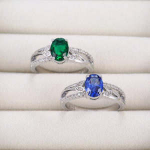 Anello in argento F362 con diamanti bianchi naturali taglio ovale colore G, gioielli da fidanzamento da donna - Product Image 6