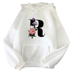 Letter A-Z Unisex Zipper Winter Hoodies Casual <b>Sweatshirts</b> 100% Cotton Fleece Sportswear Outdoors Sports Jogging <b>White</b> Fashion - Product Image 1