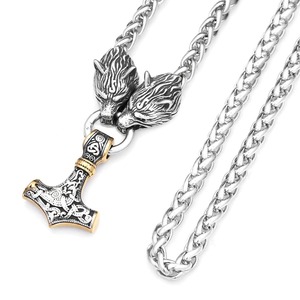 Collar con Colgante de Martillo de Thor Vikingo yunnique para Hombre, Diseño de Cabeza de Lobo en Acero Inoxidable, Joyería de Moda, Regalo - Product Image 5